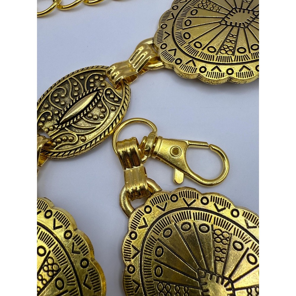 Vintage Gold Tone Medallion Station Necklace – Classic Chain Jewelry -‎ 45" - Picture 2 of 7